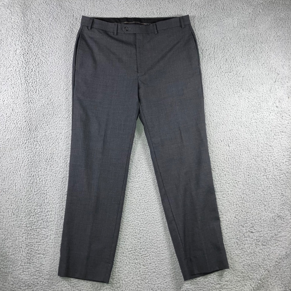 Ralph Lauren Dress Pants Men 36x30 100% Wool Flat Front Straight Leg Gray